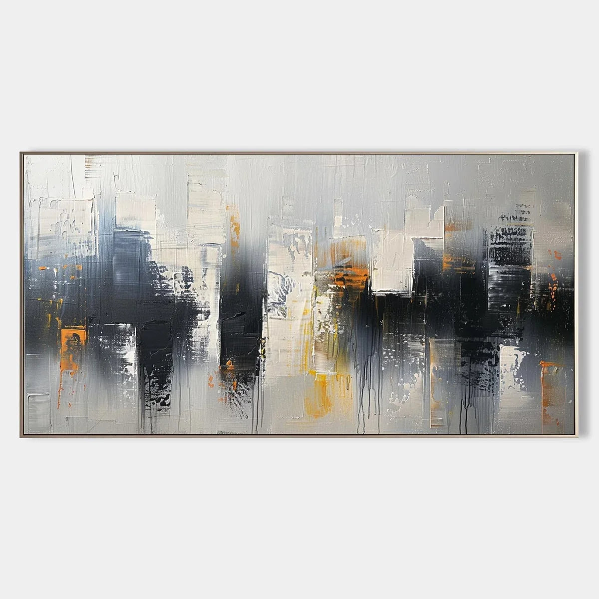 Neutral Oil Painting Urban Grid Textures Gold Colorful