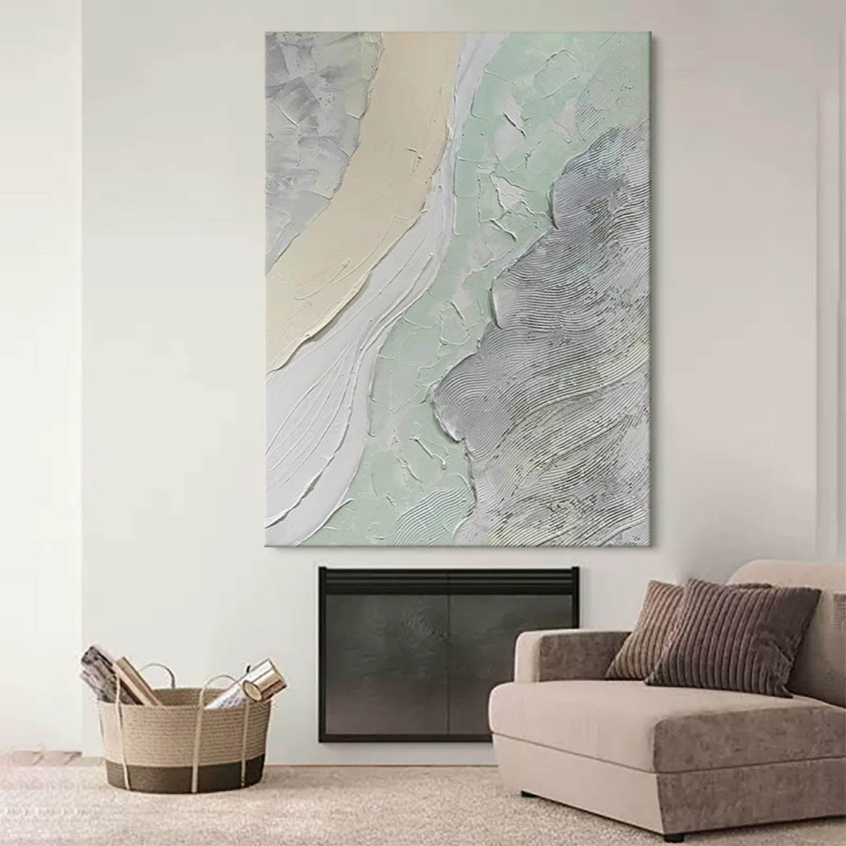 Wall Art Abstract River Flow Wabi-Sabi Linen