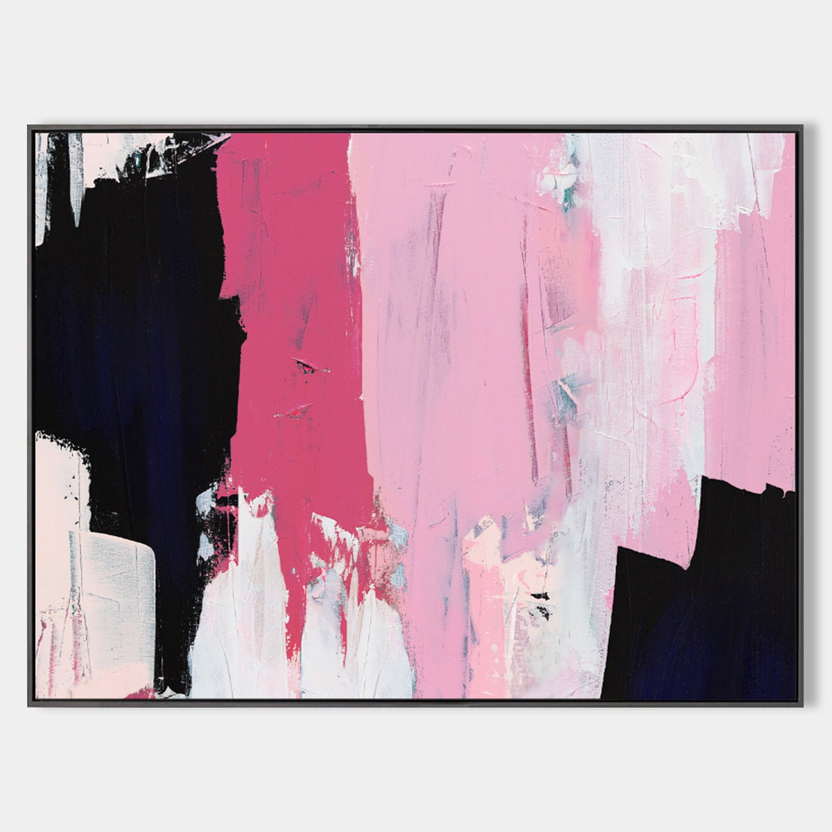 Bold Pink & Black Abstract Painting