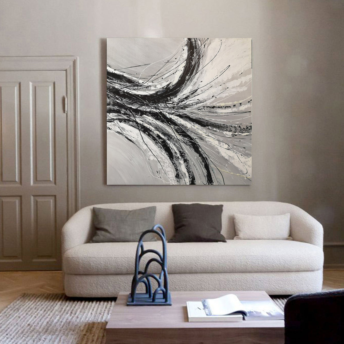Wall Art Monochrome Swirling Currents