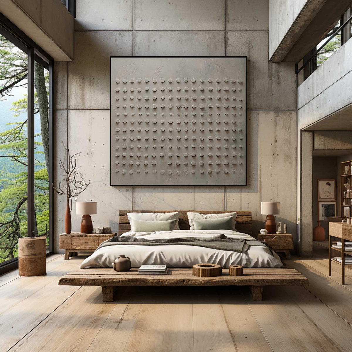 Wall Art Raised Dot Grid Texture Oil Painting
