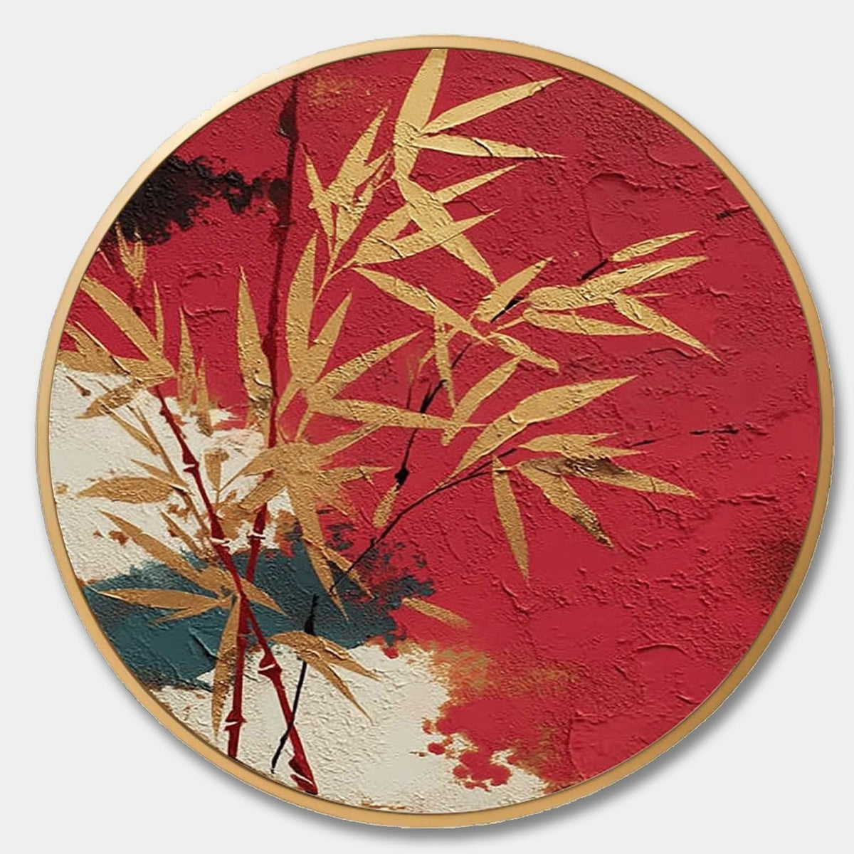 Wall Art Oriental Golden Bamboo Textured