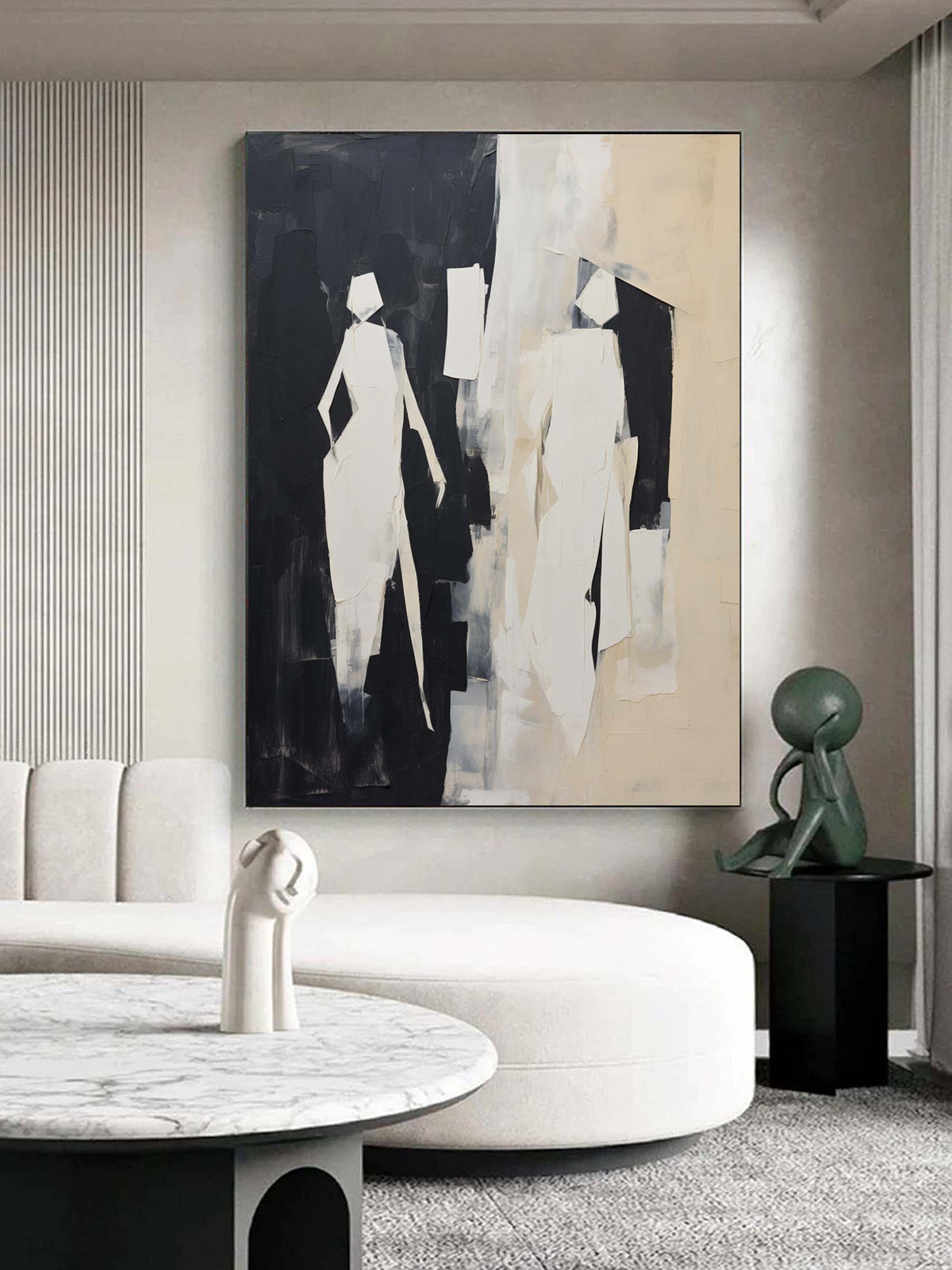 Walking Figures Oil Painting Black Wall Art