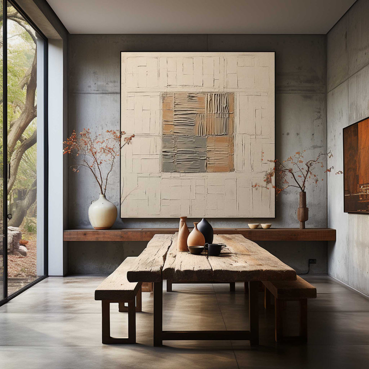 Neutral Geometric Textured Painting