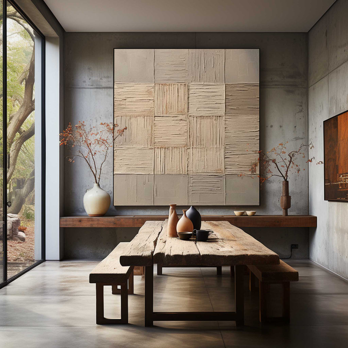 Wall Art Square Abstract Textured Grid