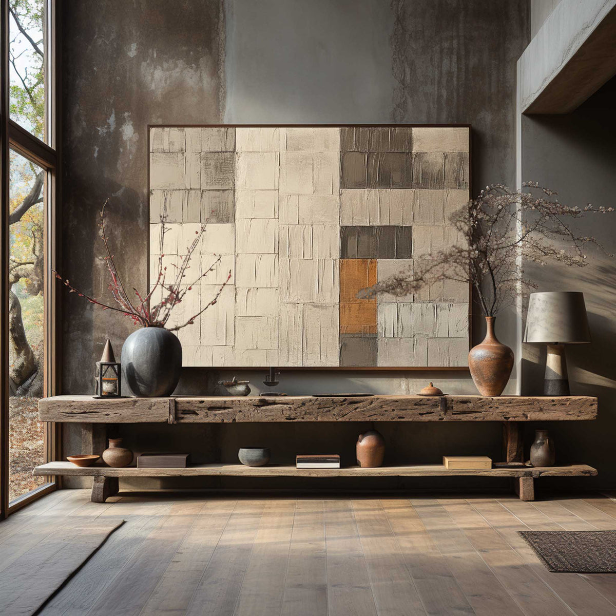 Wall Art Geometric Block Texture Oil Painting