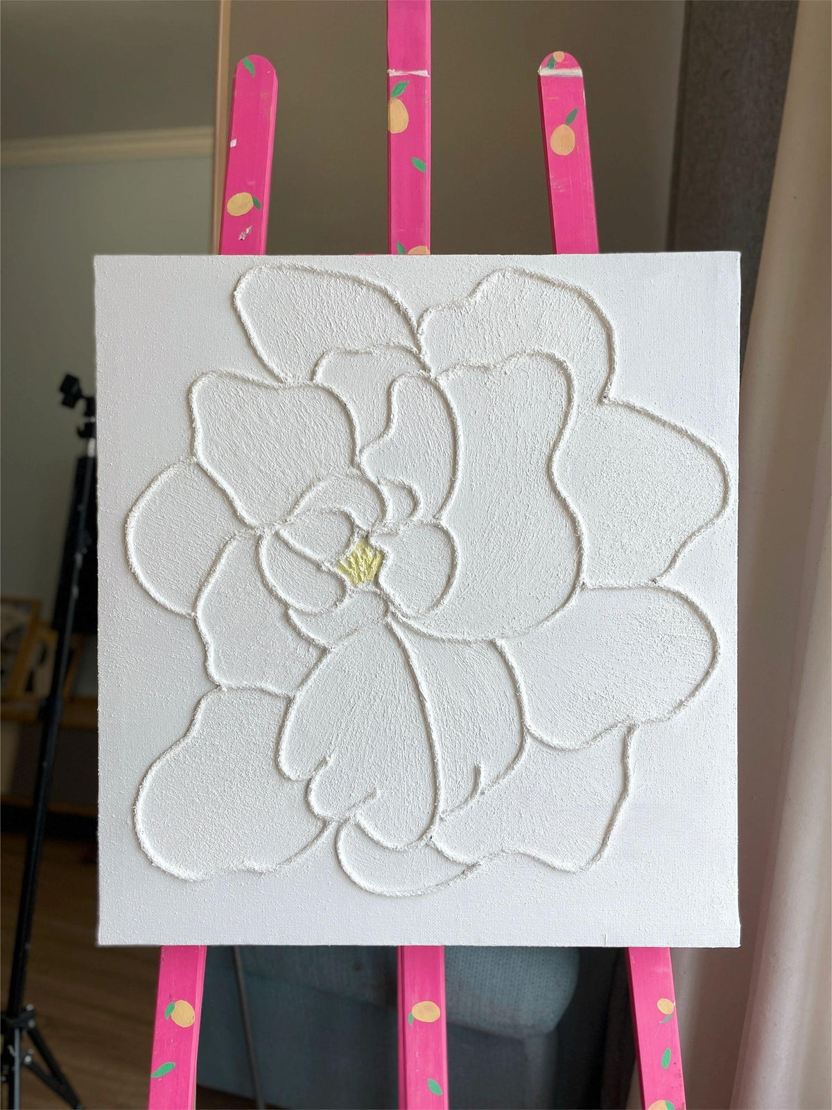 Plaster Art Texture White Textured Flower Painting