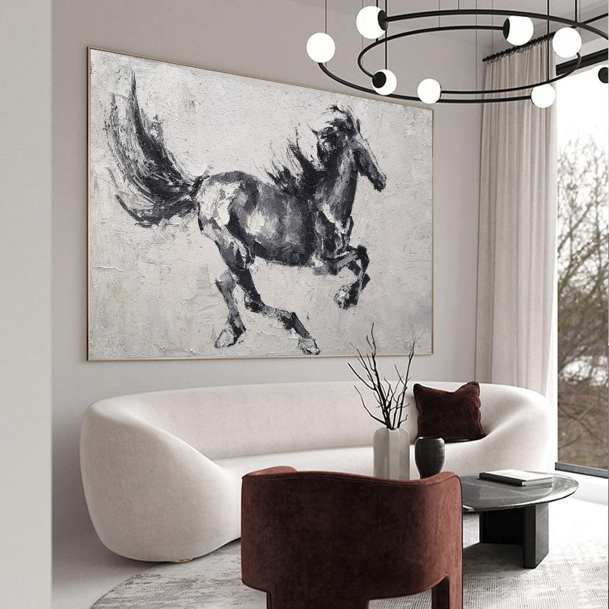 Black Abstract Horse Art ANH23 - Neutralighting