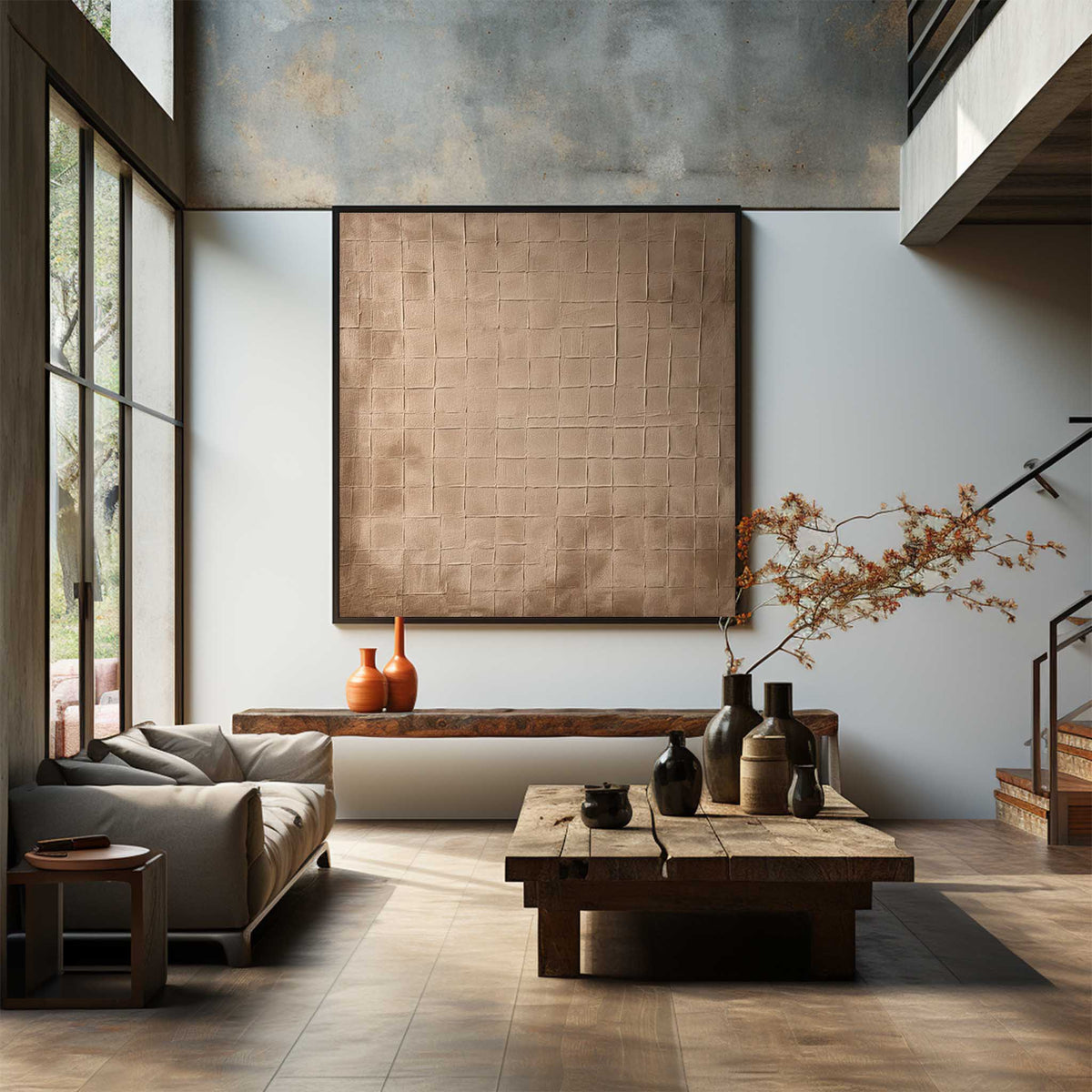 Wall Art Square Abstract Subtle Grid
