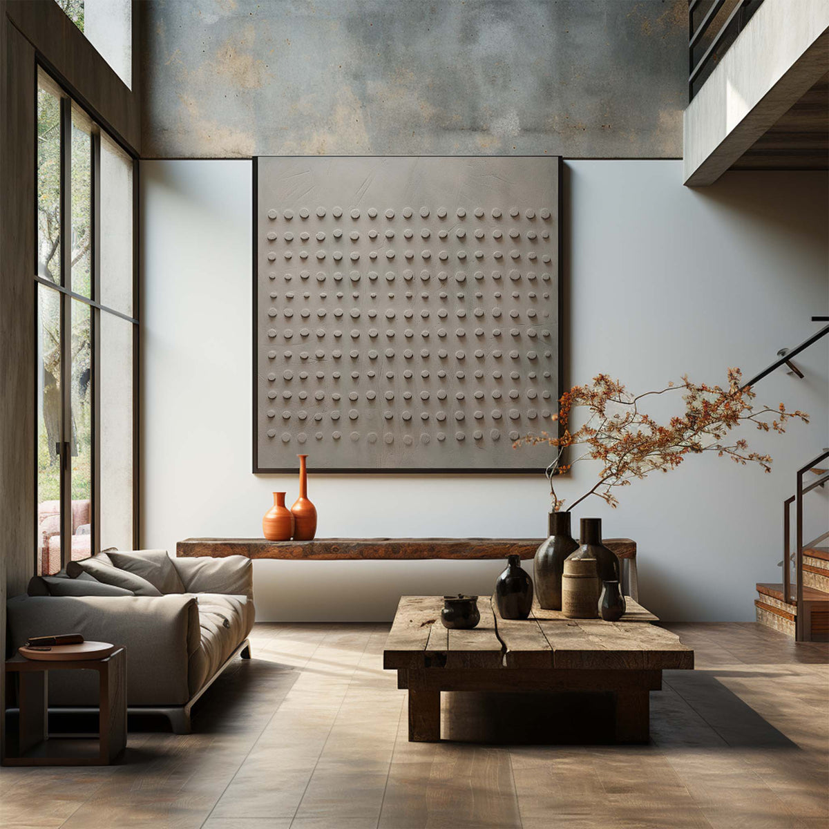 Wall Art Raised Dot Grid Texture Oil Painting