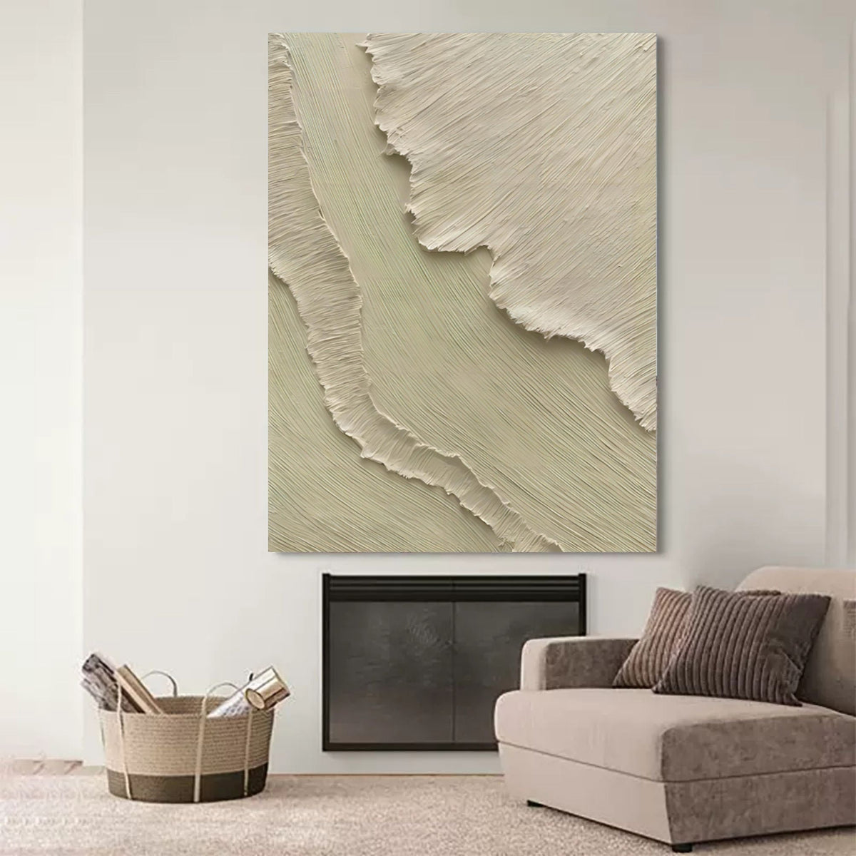 Textured Impasto Neutral Tone Abstract Painting