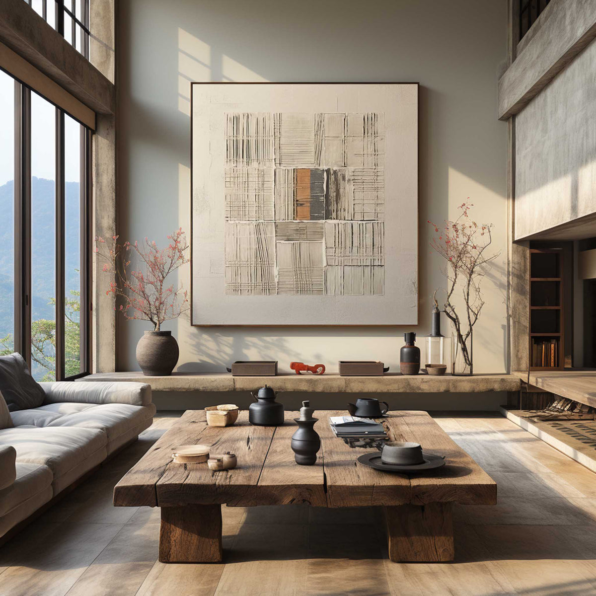 Neutral Geometric Textured Painting