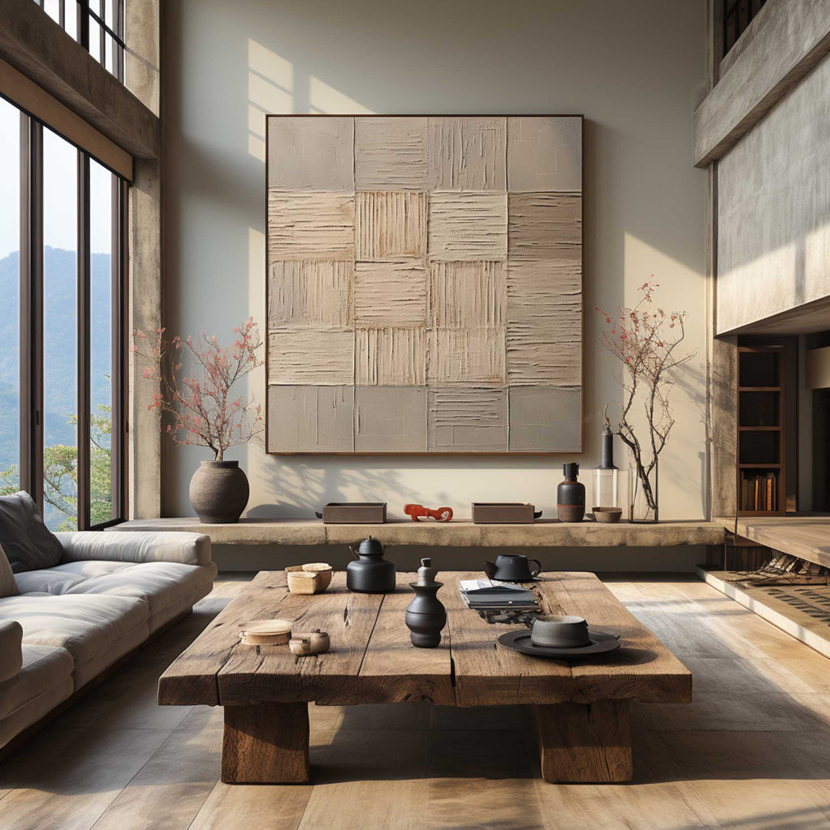 Wall Art Square Abstract Textured Grid