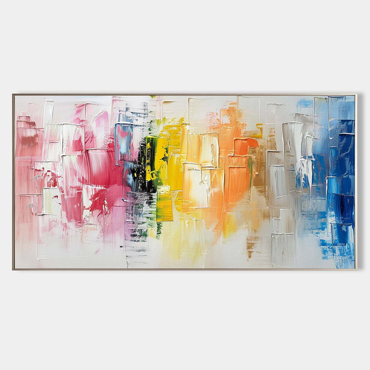 Vibrant Color Block Abstract Oil Painting