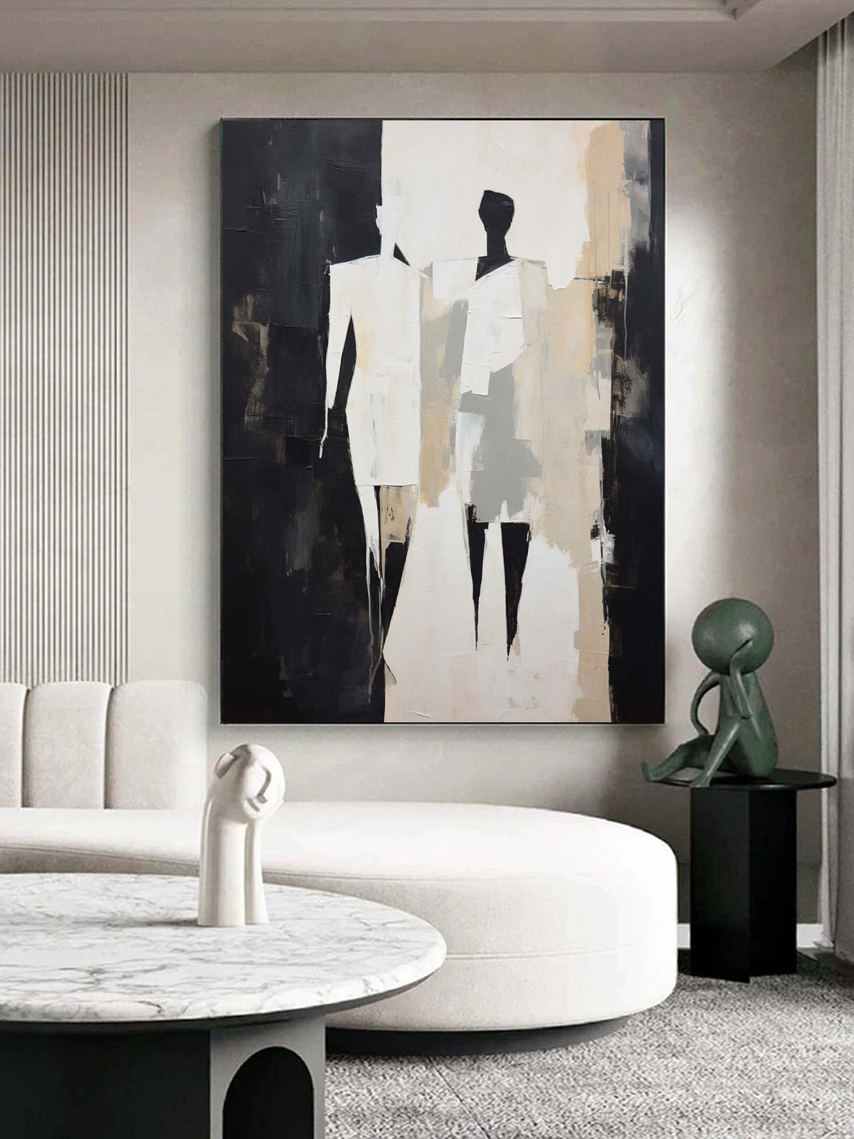 Abstract Couple Silhouette Impasto Painting