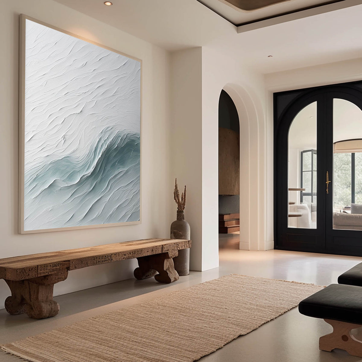 3D Textured Ocean Wave Painting Coastal Impasto Wall Art