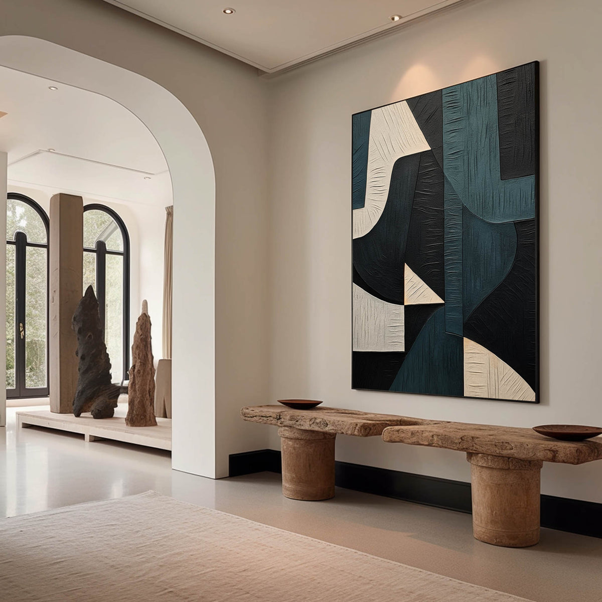 Modern Geometric Wall Art Textured Minimalist Painting