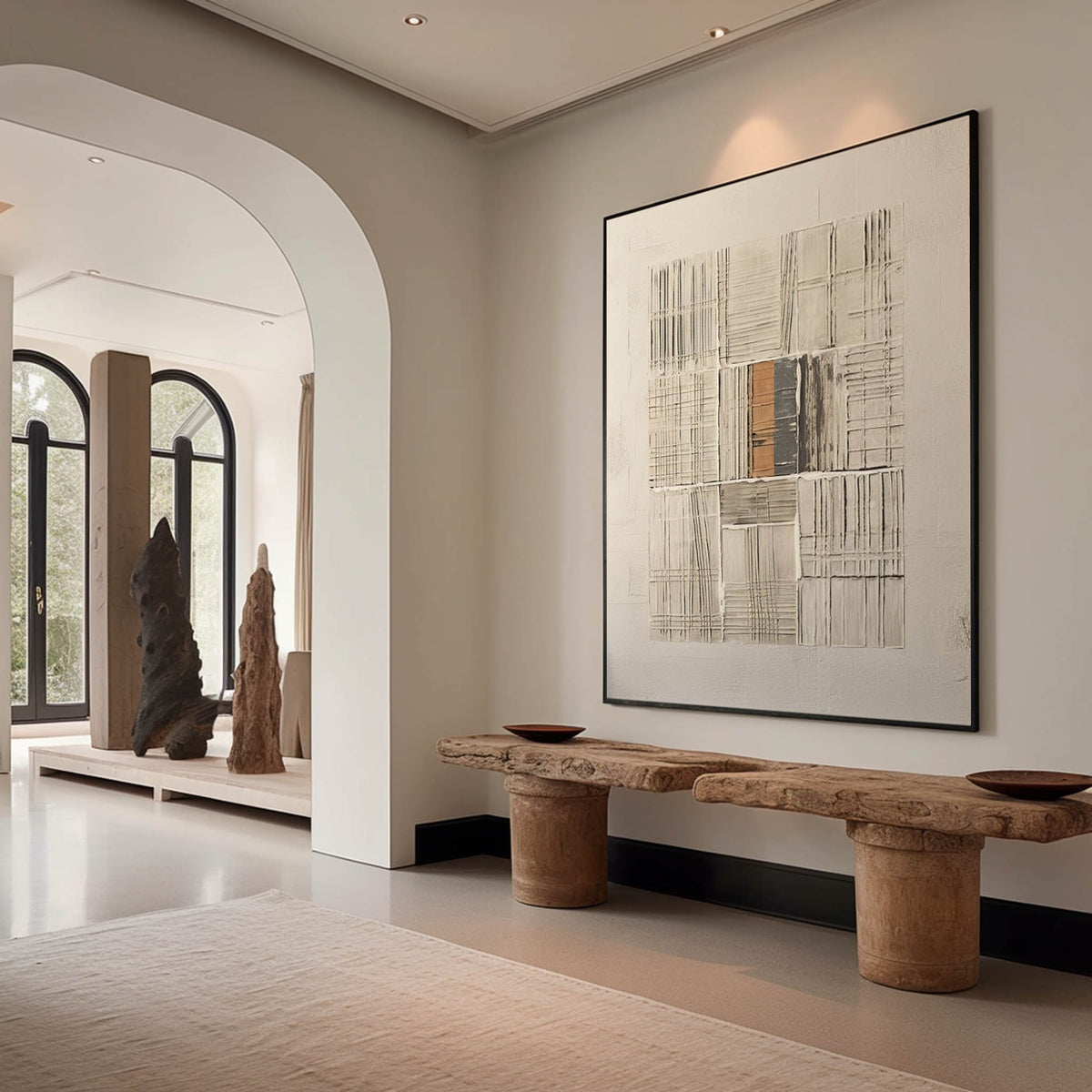 Neutral Geometric Textured Painting