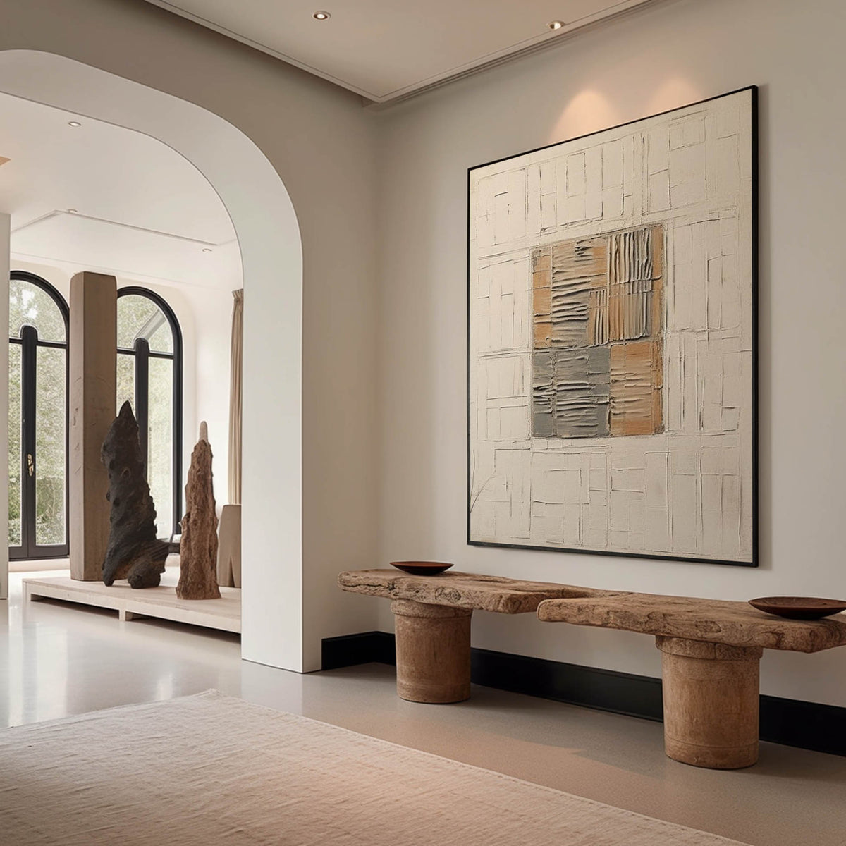 Neutral Geometric Textured Painting