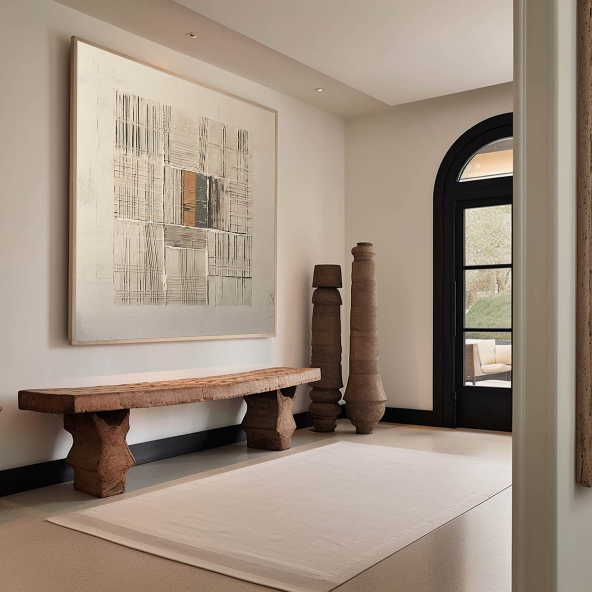 Neutral Geometric Textured Painting