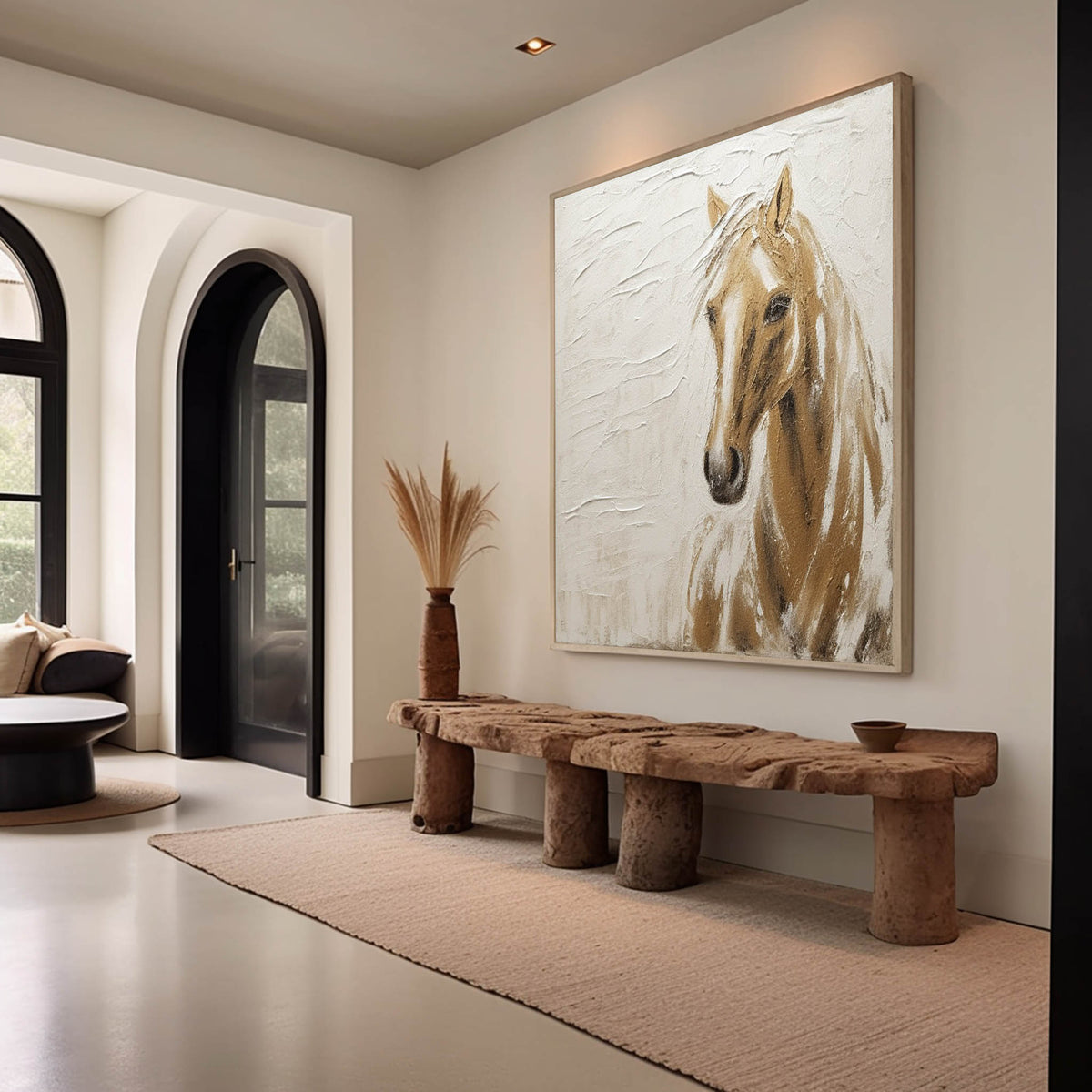 Wabi-Sabi Wall Art Textured Horse Portrait Painting