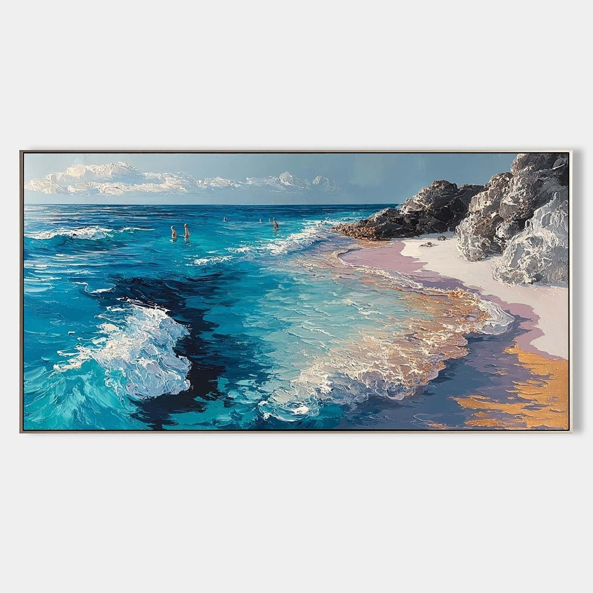Coastal Beach Scene Impasto Painting