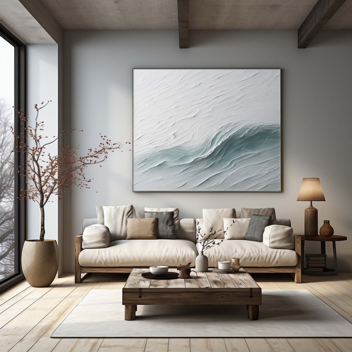 3D Textured Ocean Wave Painting Coastal Impasto Wall Art