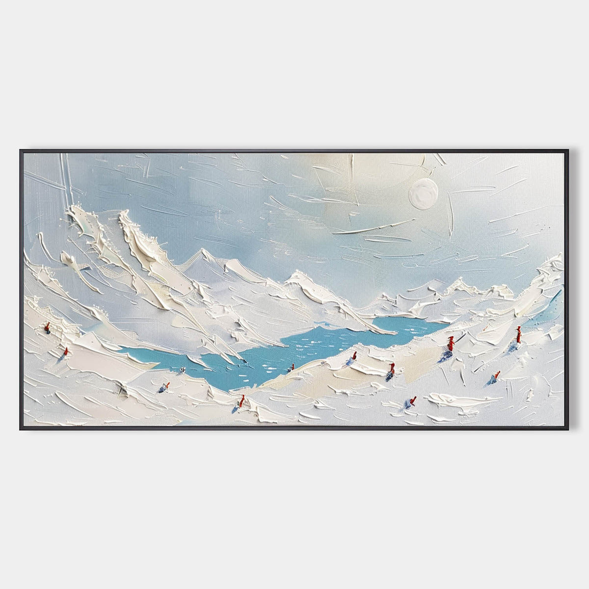 Textured Snowy Mountain Landscape Oil Painting
