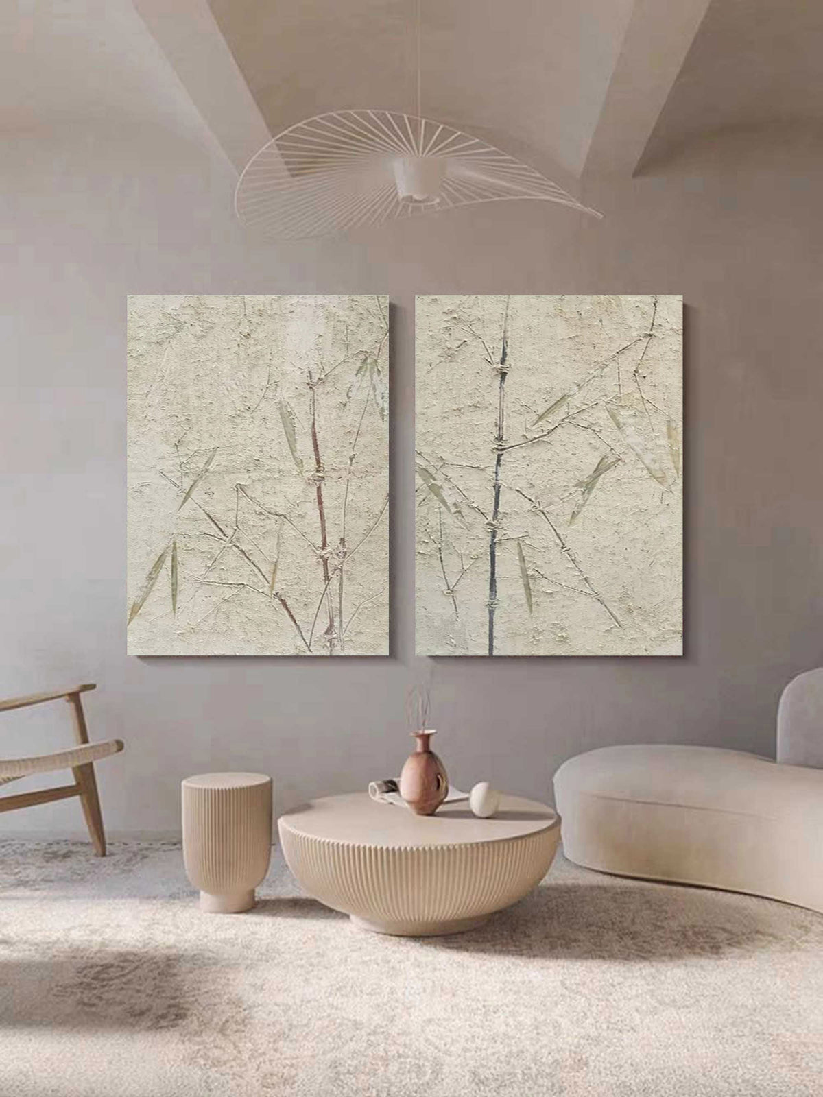 Wabi Sabi Bamboo Texture 2 Piece Wall Art Oriental