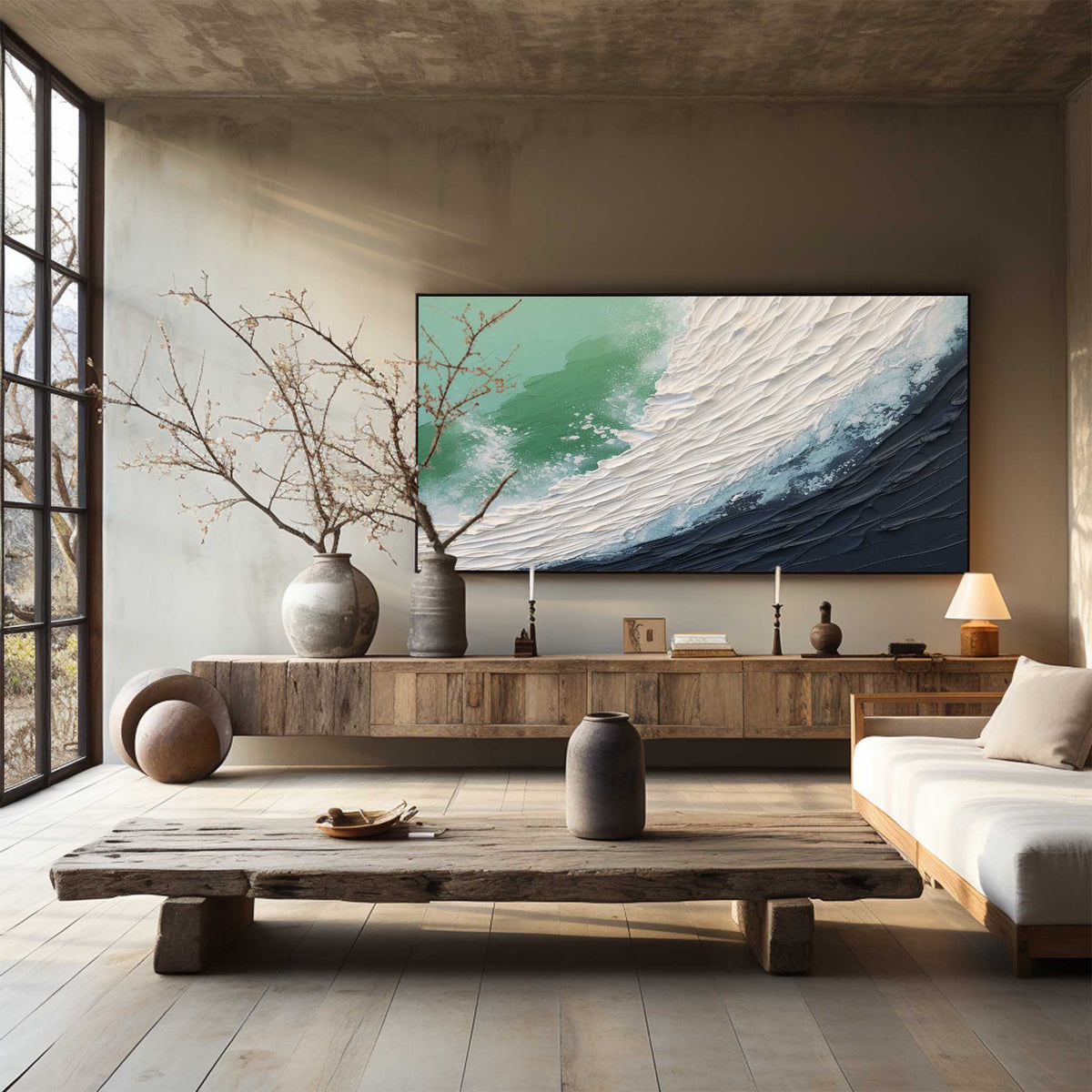 Wall Art Plaster Ocean Wave Dynamic