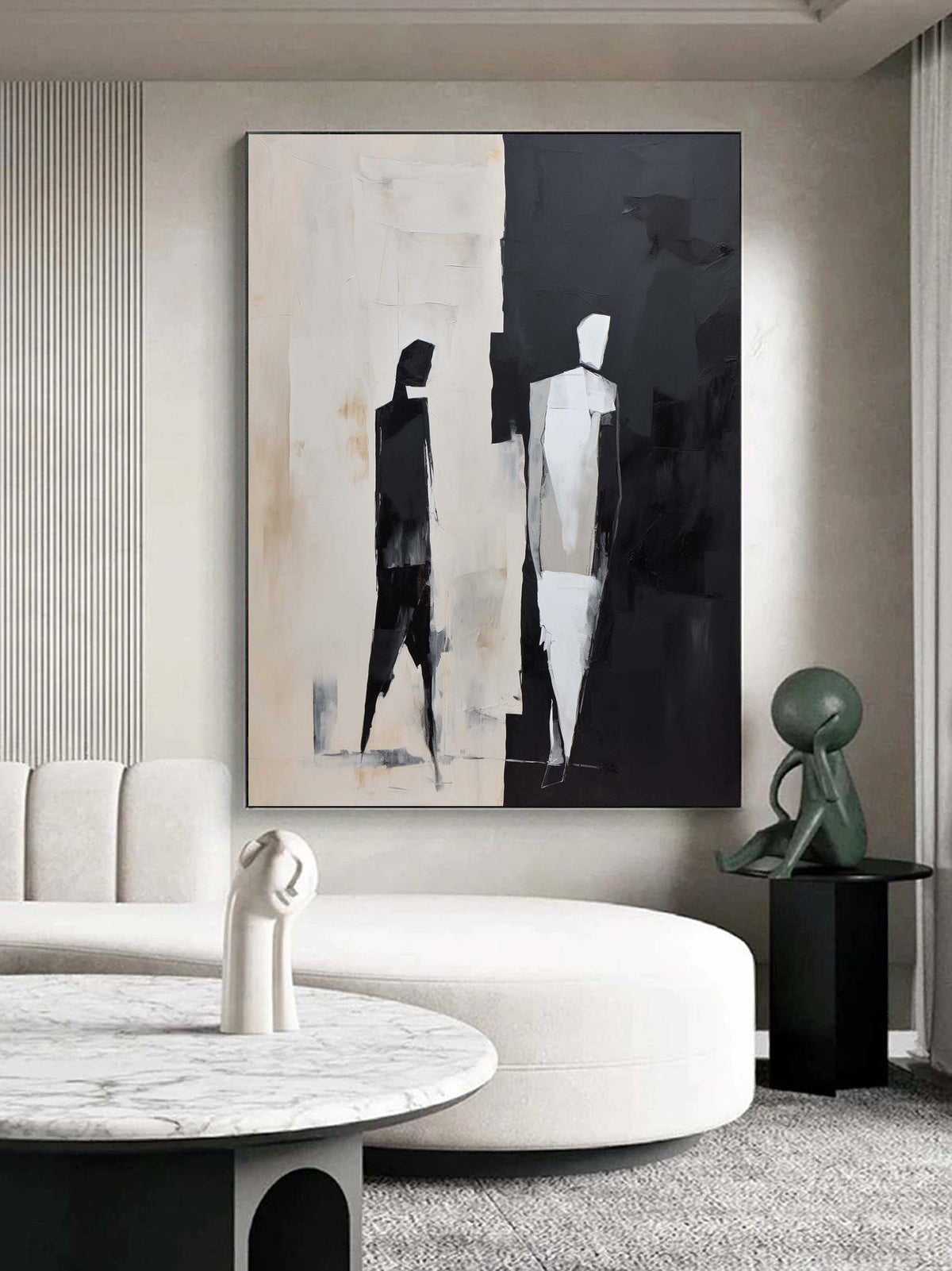 Contemporary Black White Figure Painting
