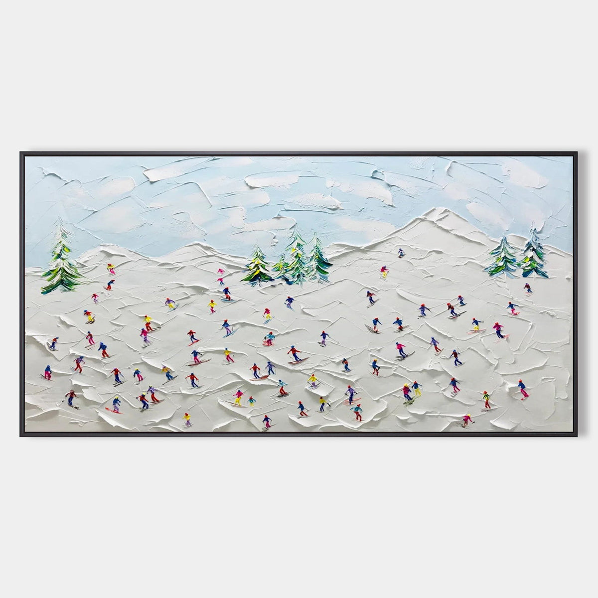 Wall Art Colorful Ski Resort Mountain Scene