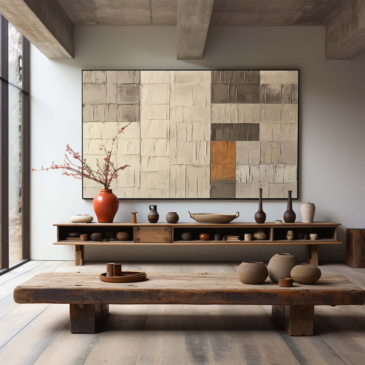 Wall Art Geometric Block Texture Oil Painting