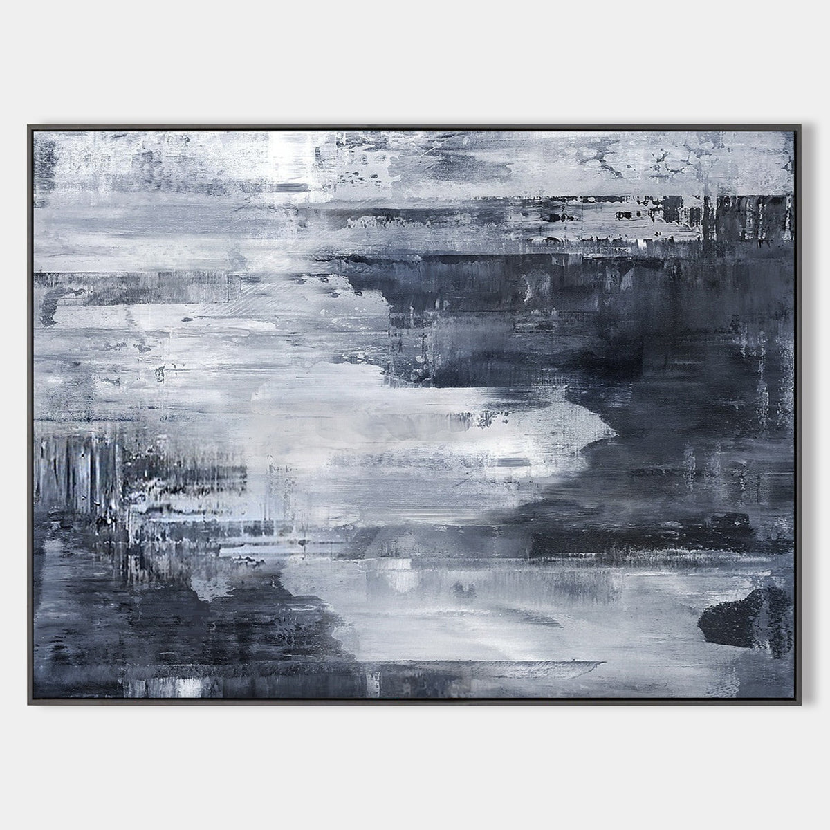 Deep Blue Abstract Coastal Painting