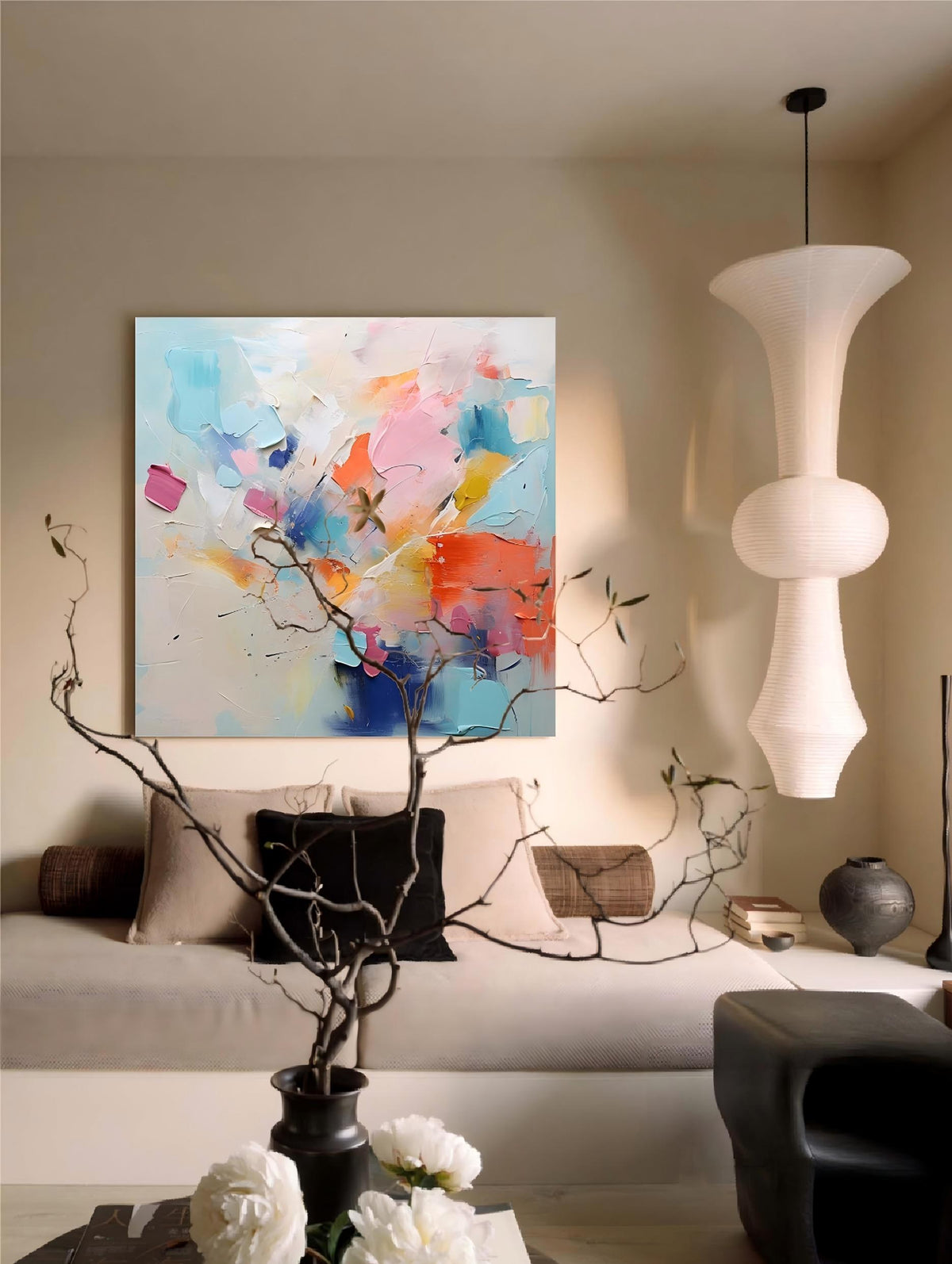 3D Textured Painting Vibrant Pastels Modern Wall Art