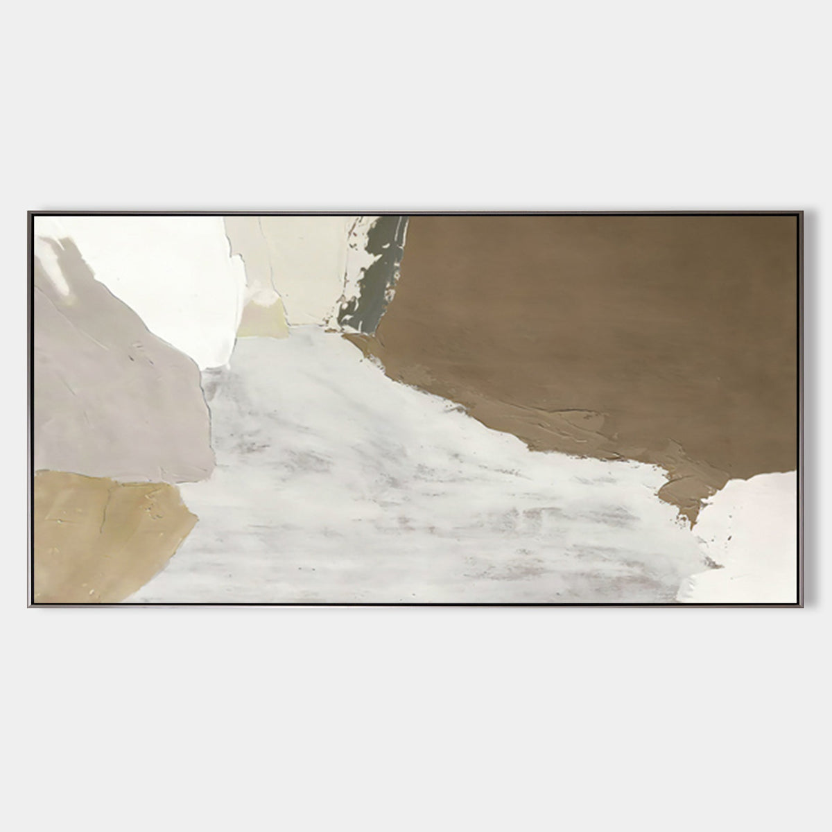 Abstract Beige Brown Textured Earth Tone Oil Acrylic Linen Canvas Painting