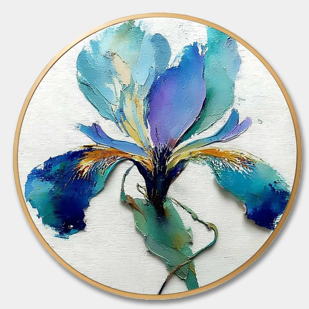 Wall Art Textured Impasto Iris Flower