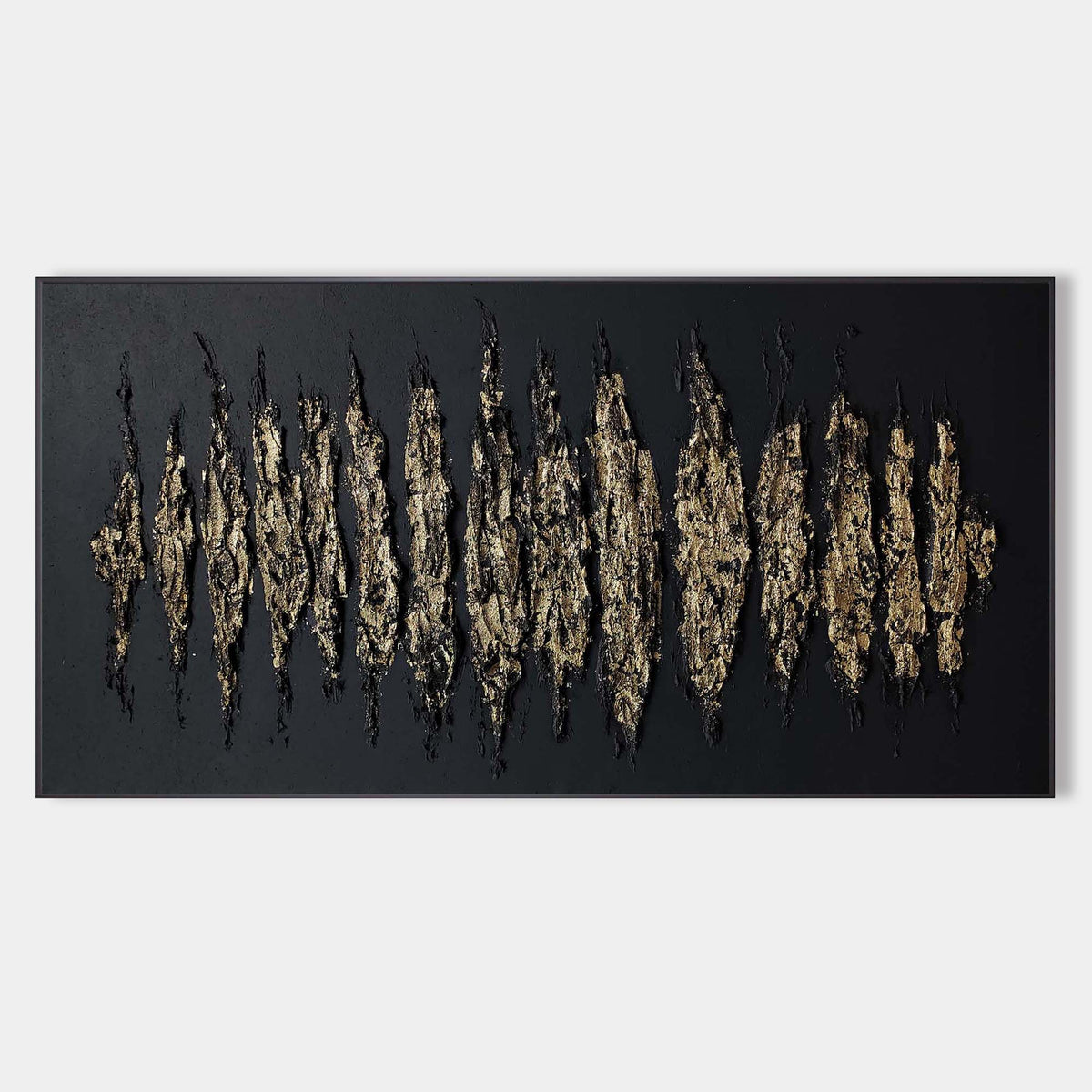 Wall Art Gold Black Abstract Strokes Modern Luxury Texture Living Room