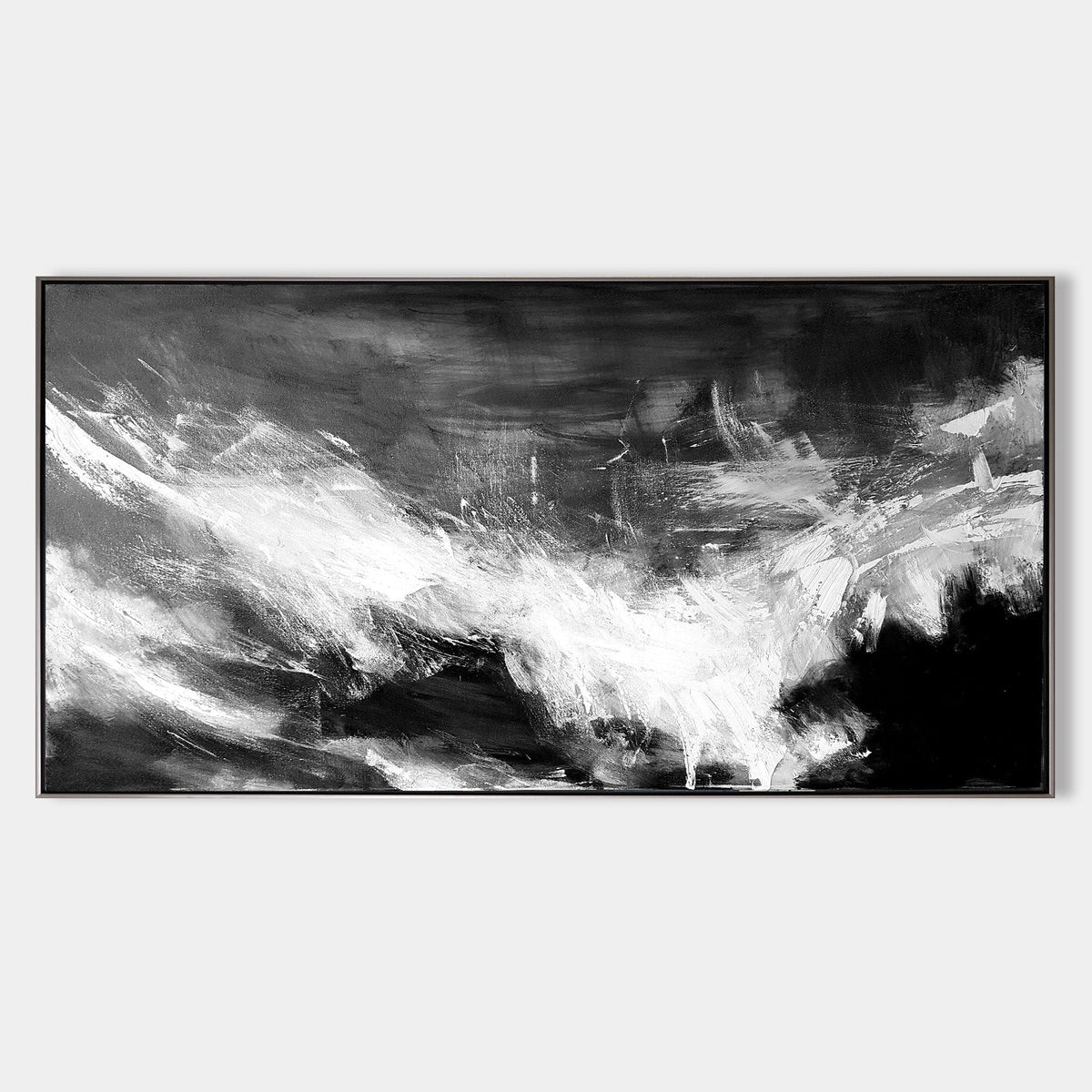 Monochrome Wave Abstract Painting