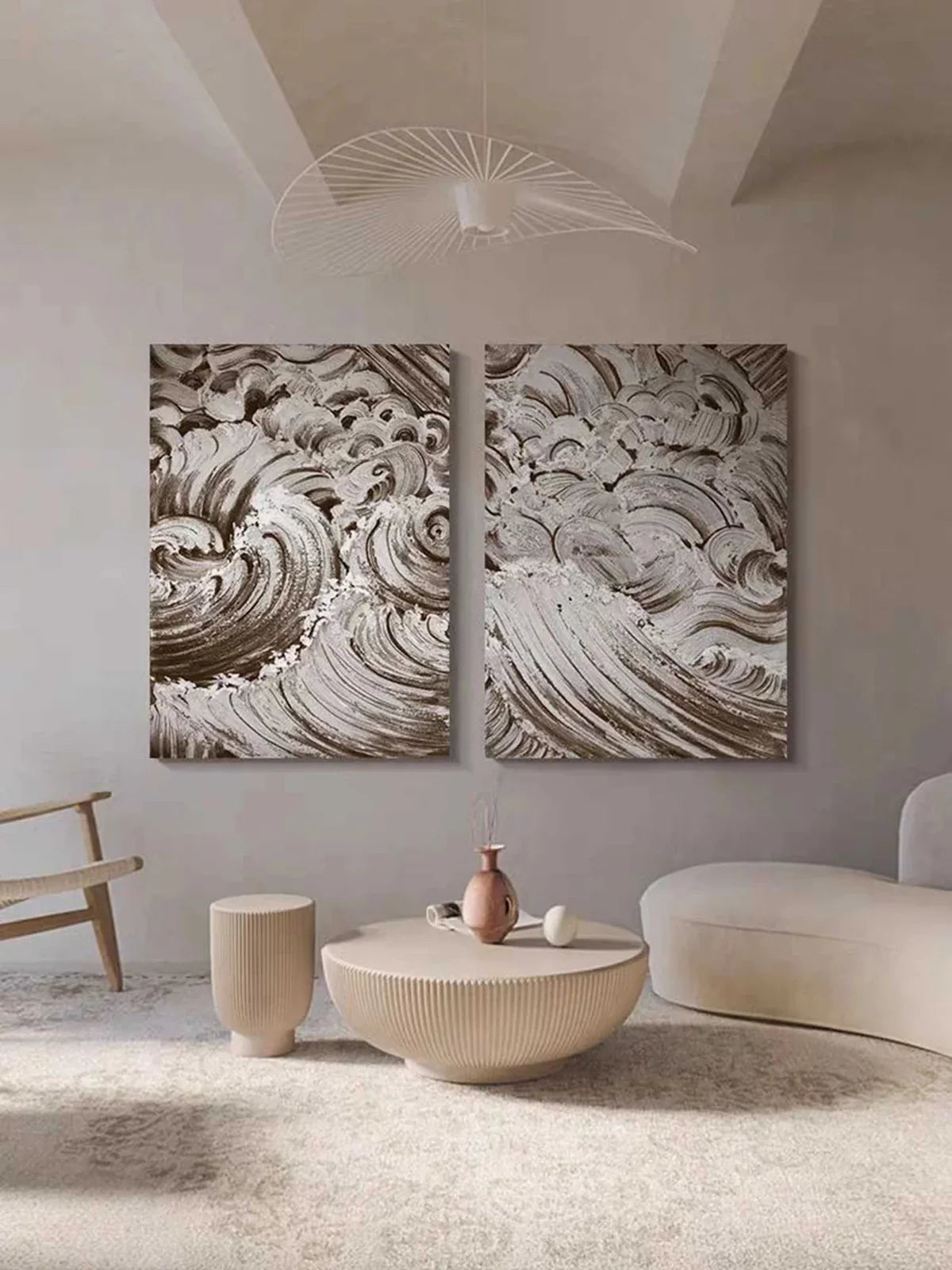 Brown Wave Texture 2 Piece Wall Art Set