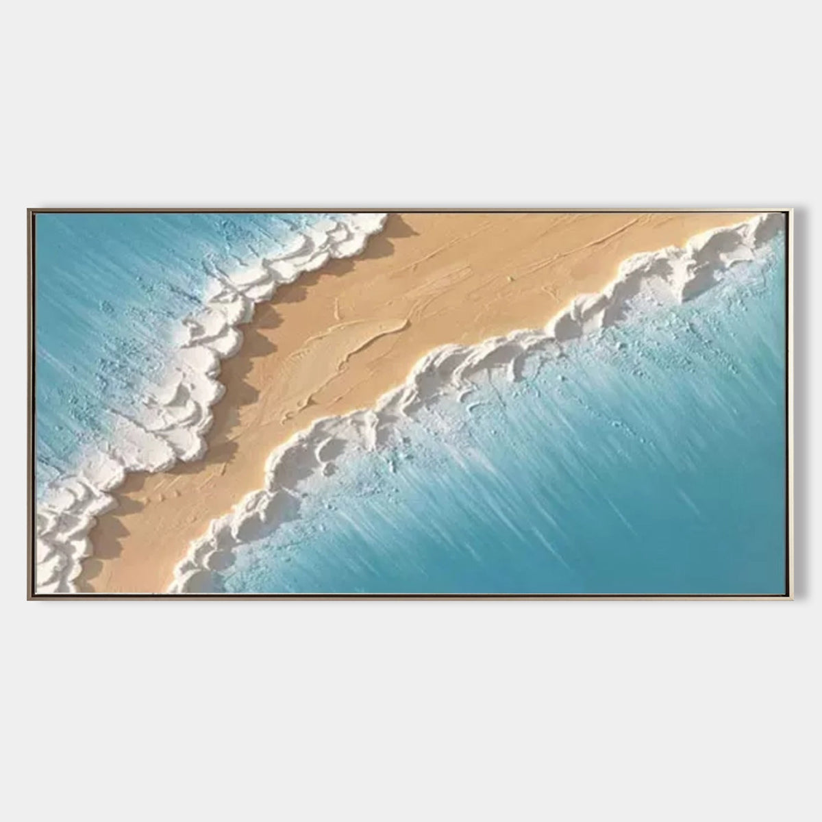 Aerial Beach Waves 3D Impasto Painting