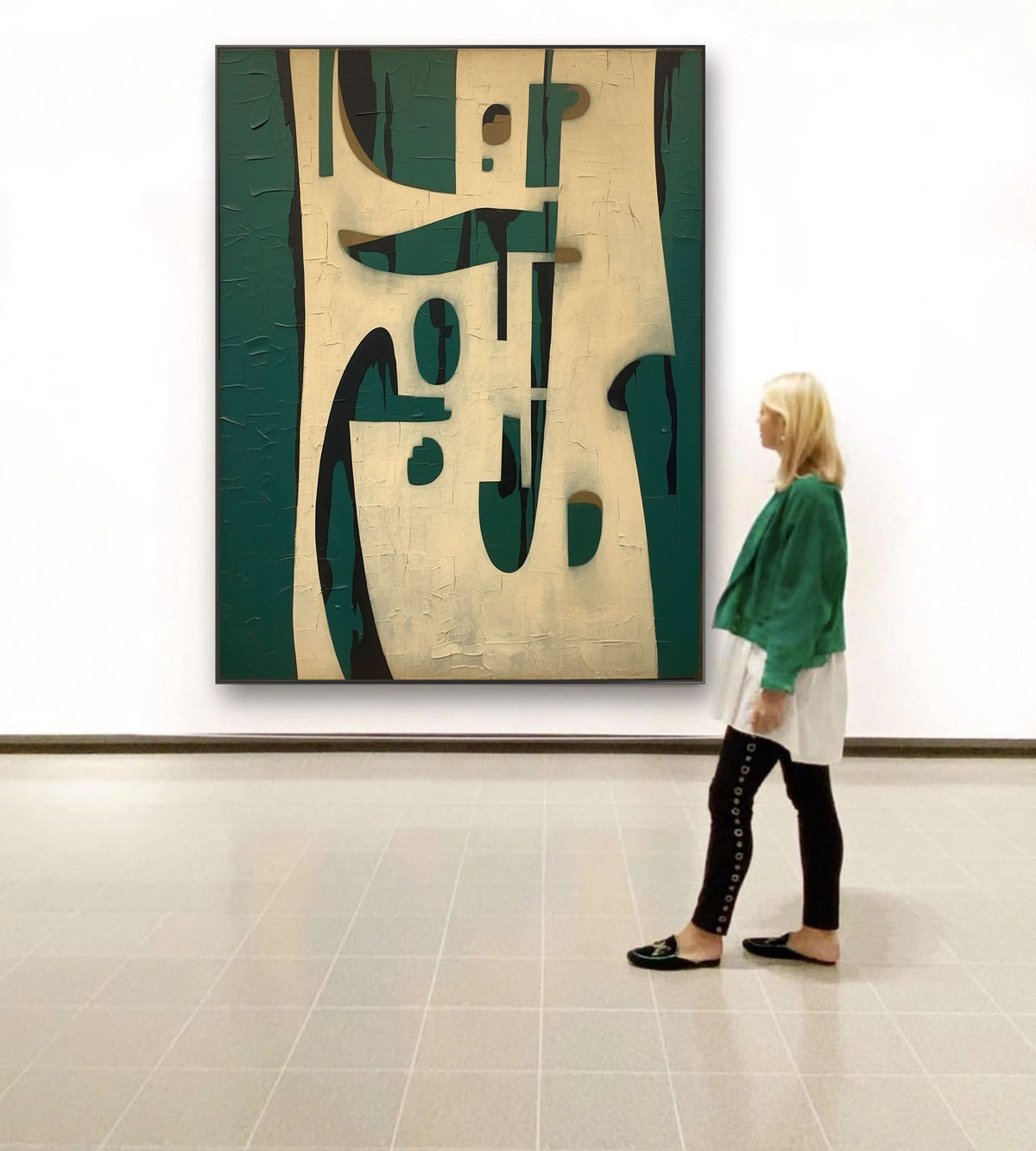 Wall Art Vertical Abstract Geometric Block Sage