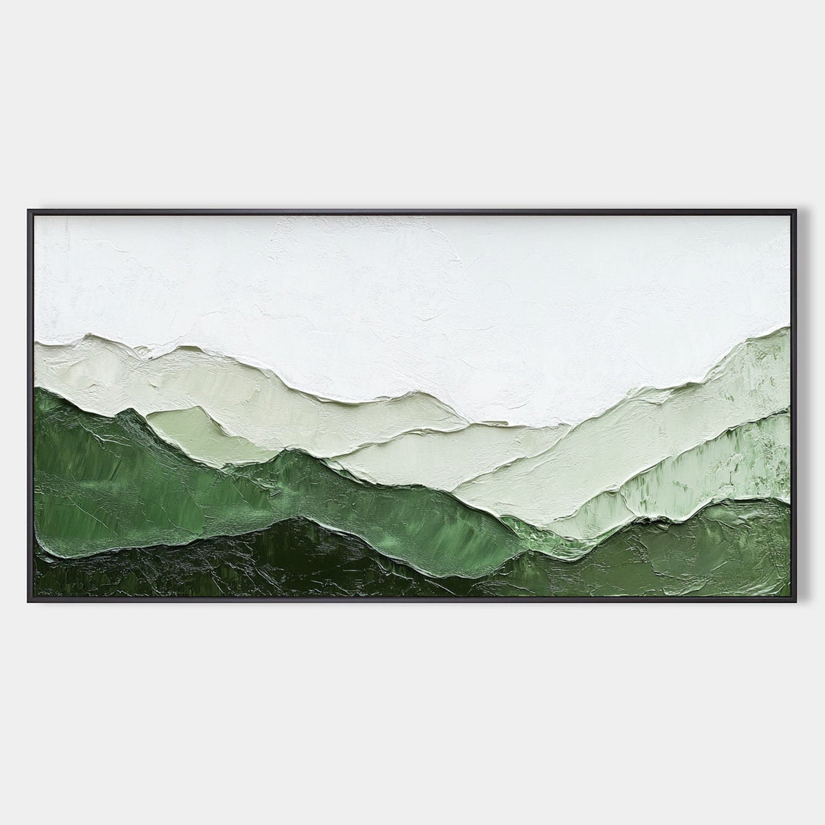 Textured Green Mountain Horizontal Canvas Art