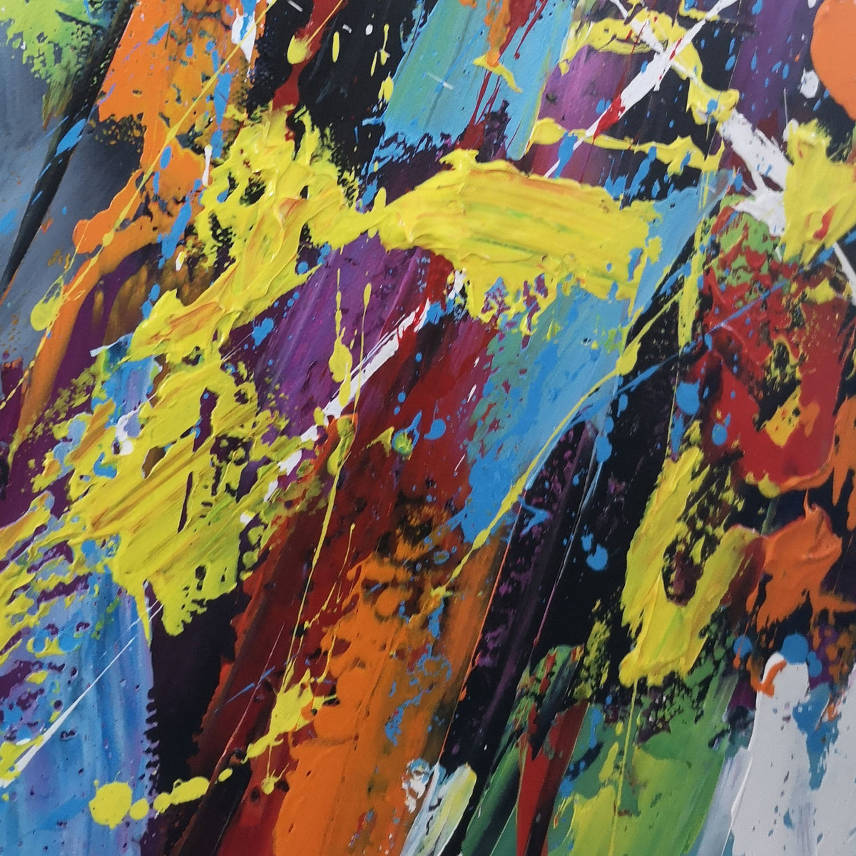 Vibrant Blue Yellow Oil Painting