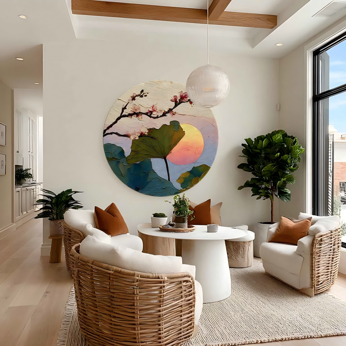 Wall Art Cherry Blossom Lotus Pink