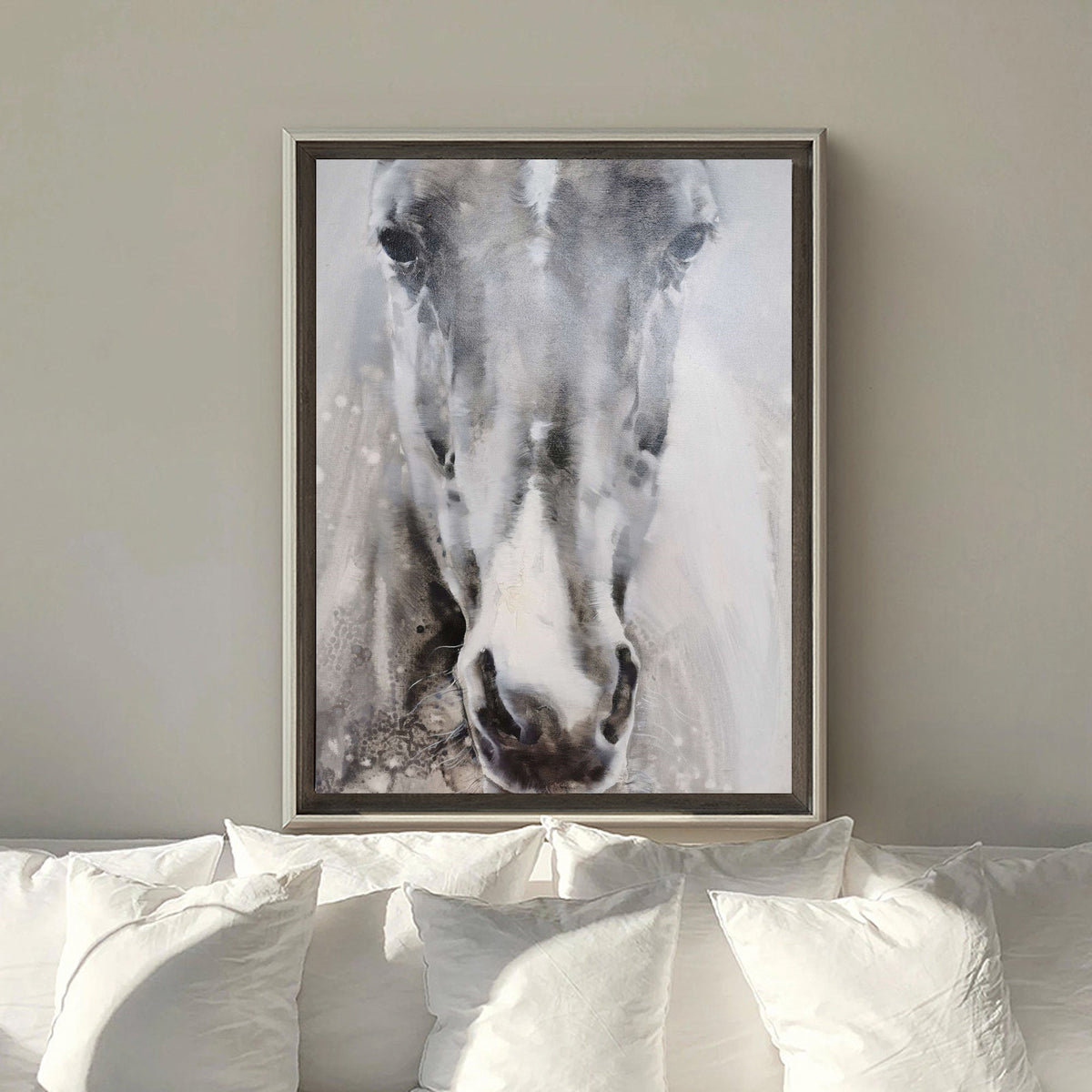 Grey White Abstract Horse Art ANH27 - Neutralighting