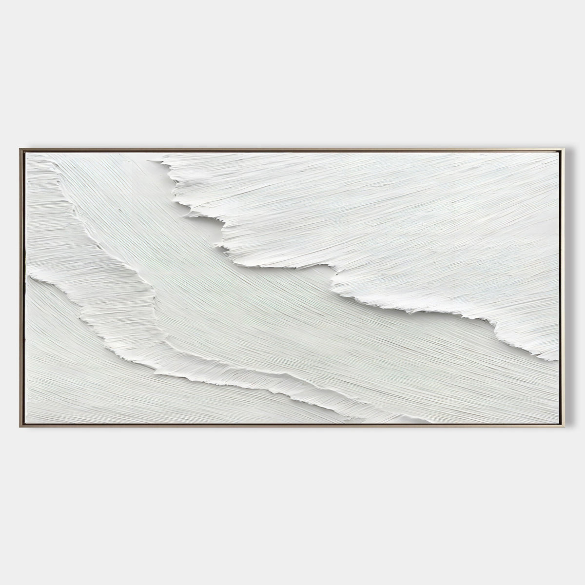 Minimalist 3D Textured White Wall Art Ocean Waves Painting