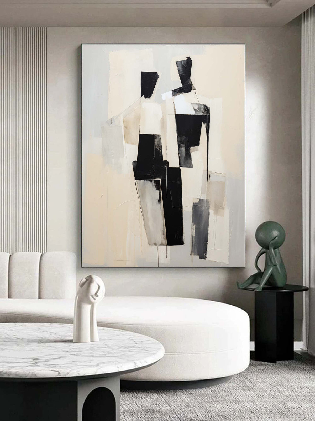 Modern Couple Painting Black White Wall Art