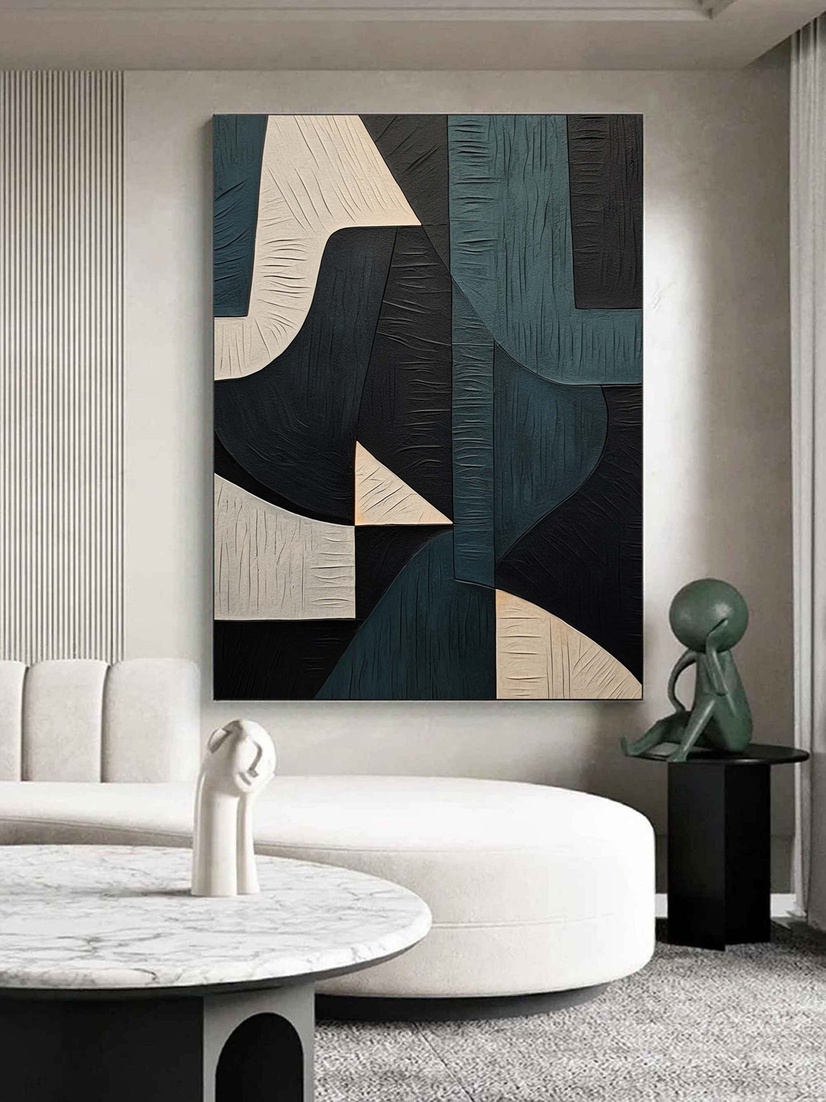 Modern Geometric Wall Art Textured Minimalist Painting
