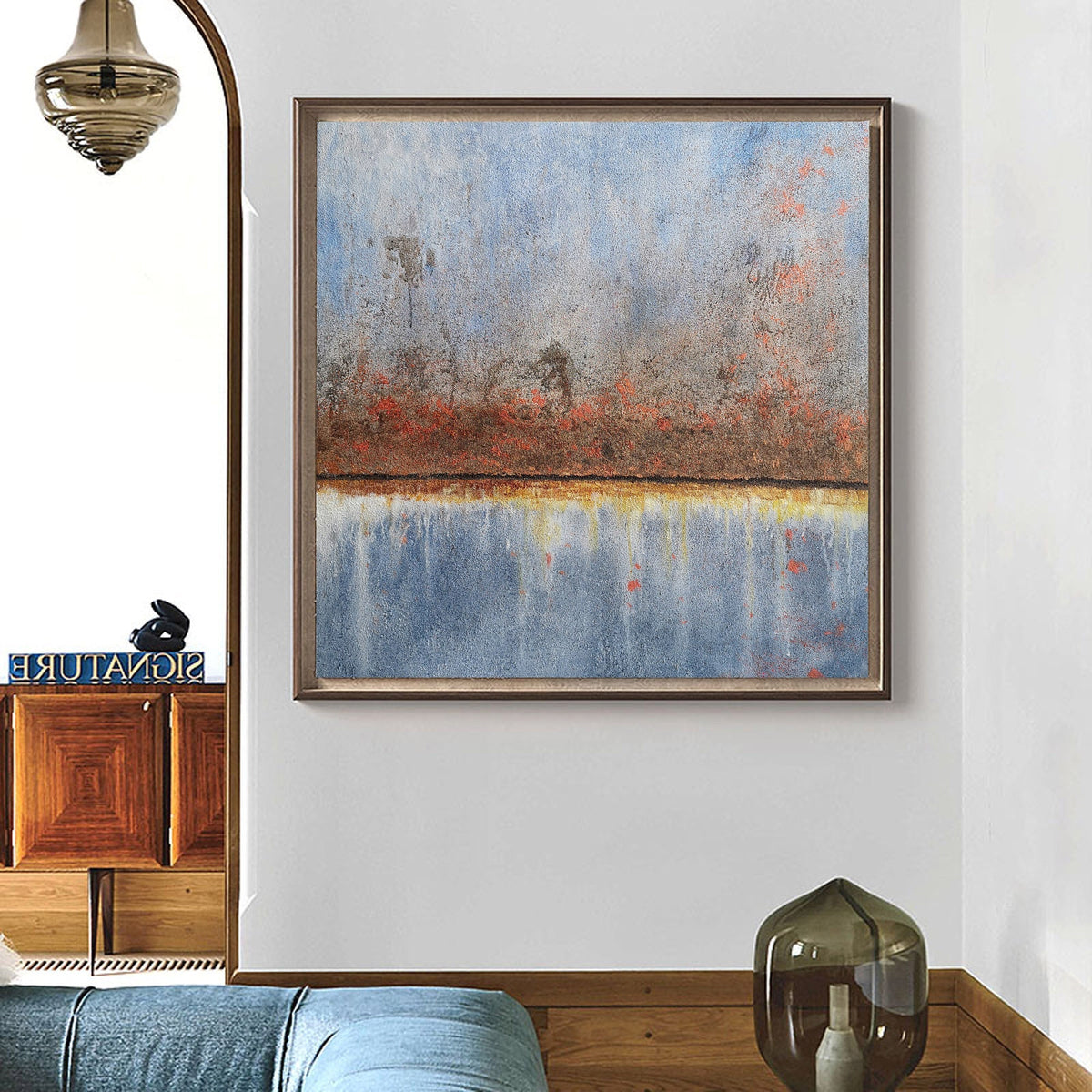 Rustic Horizon Abstract Oil Painting